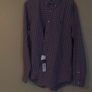 Men brand new long sleeve polo button down shirt
